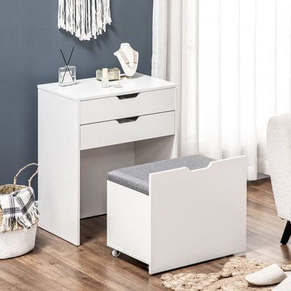 Alice Makeup Vanity Set with Flip Top Mirror-White