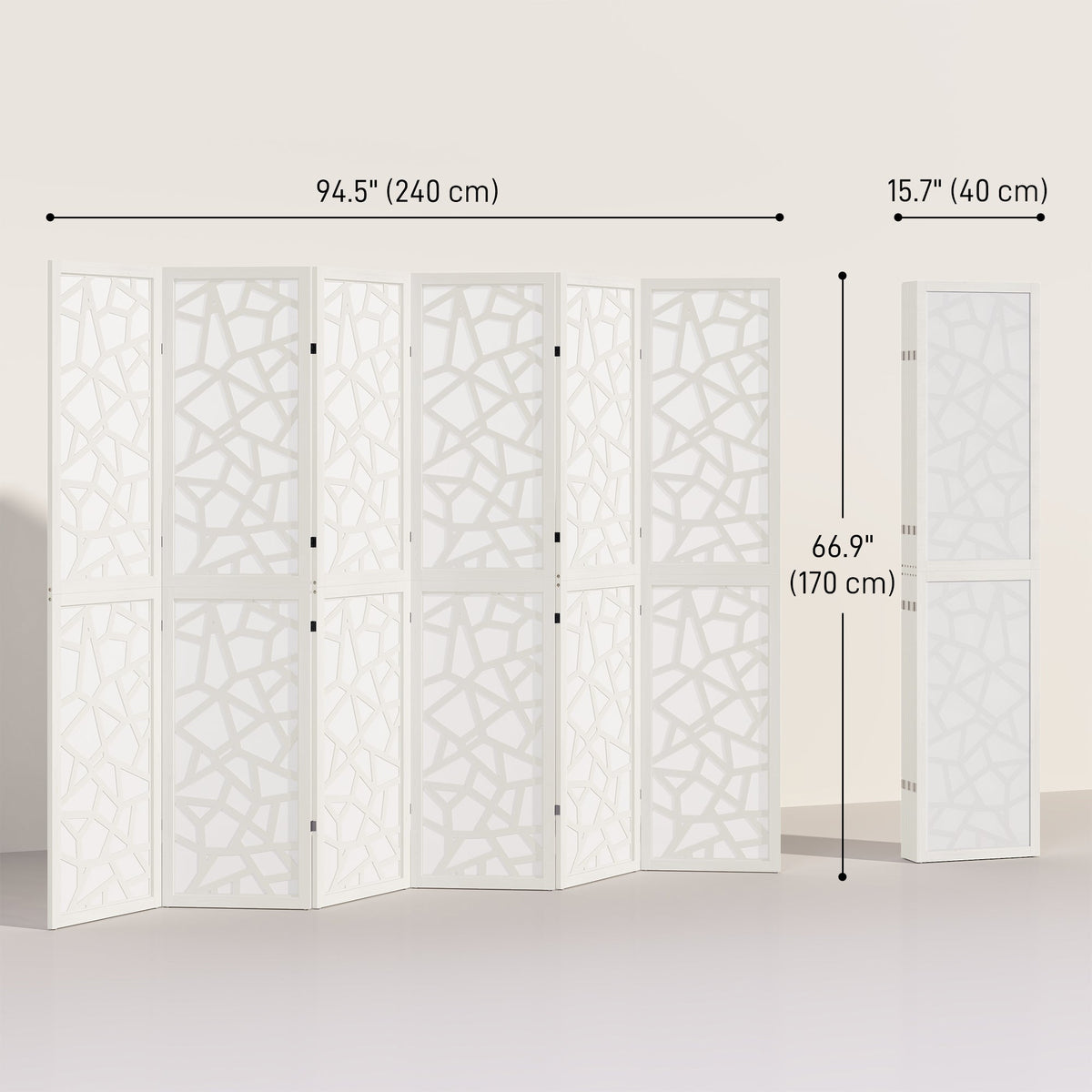 4 Panel Room Divider, 5.6 FT Lightweight Folding Privacy Screen with Geometric Pattern for Living Room, Bedroom, Black