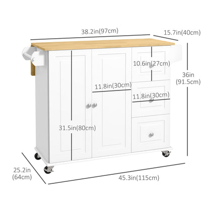 Kitchen Island on Wheels, Kitchen Cart with Drop Leaf, Drawers, Grey