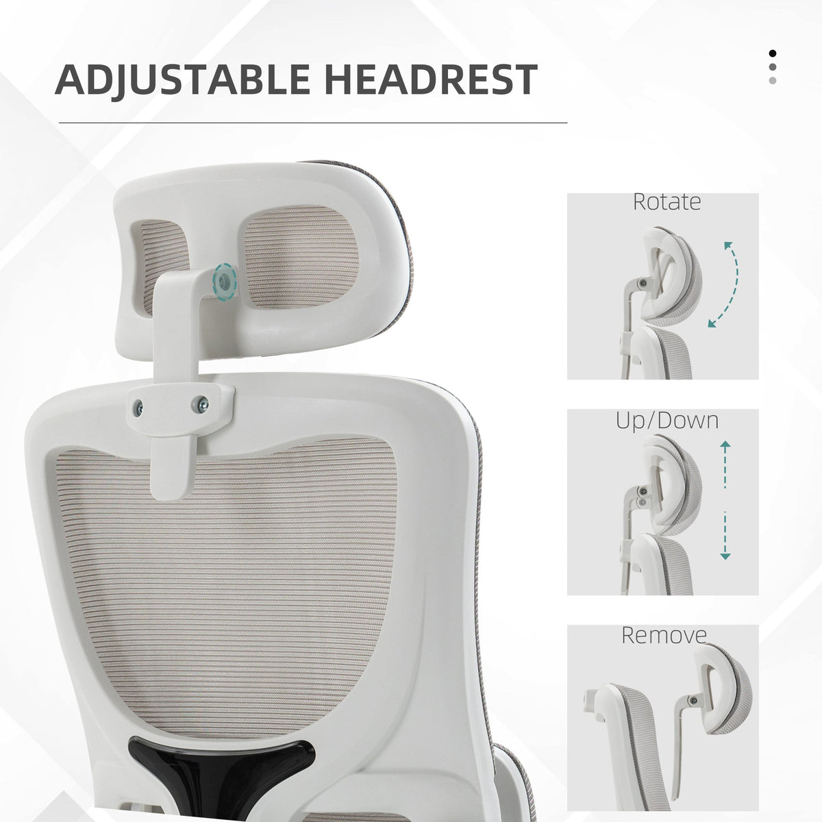 Ergonomic Office Chair, Mesh Computer Desk Chair with Adjustable Headrest, 4D Lumbar Support, Flip-up Arm, Grey