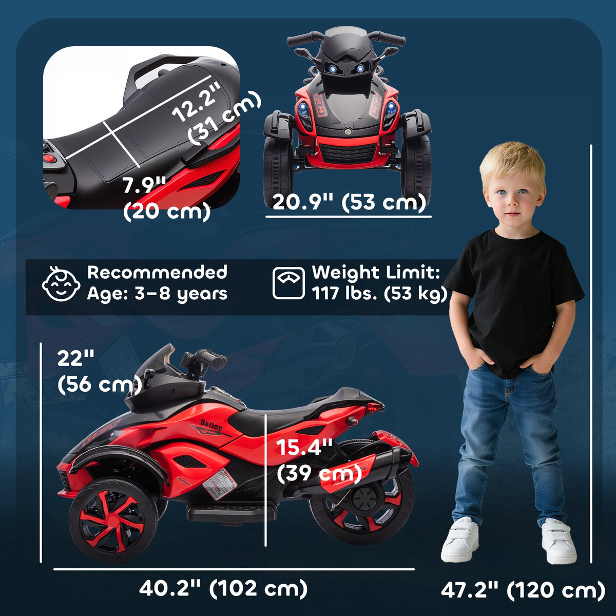 12V Kids ATV with Suspension Wheels, Soft Start, LED Lights, Music, Red