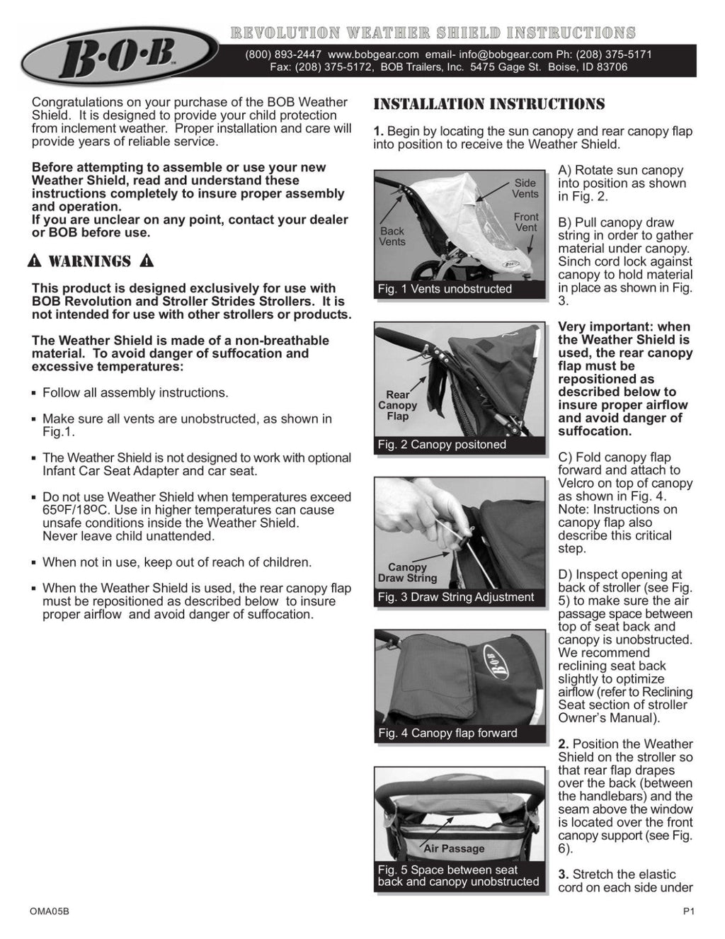 BOB Revolution Stroller Weather Shield
