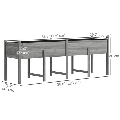 Wooden Raised Garden Bed Planter, Large Elevated Planter Box with Legs, Bed Liner and Drain Holes, Grey