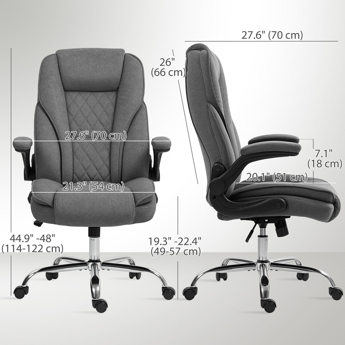Hayden Executive Office Chair with Flip-up Armrest-Dark Grey