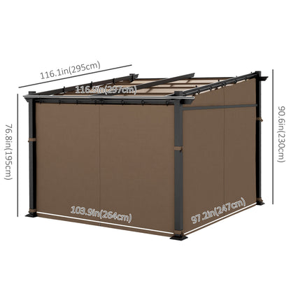 Metal Pergola with Sliding Roof Canopy, Retractable Pergola Canopy, 10' x 10', Beige