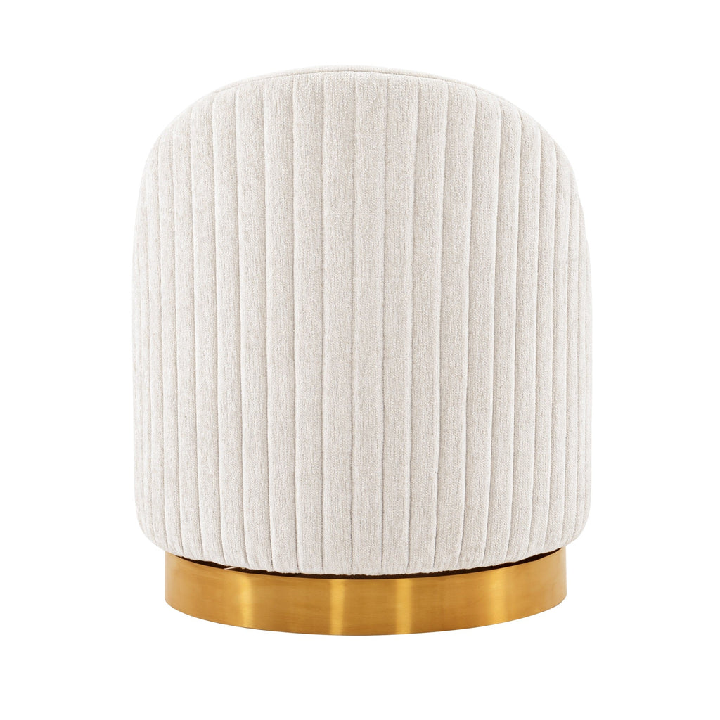 Pumpkin Swivel Chenille Accent Chair - Cream/Gold