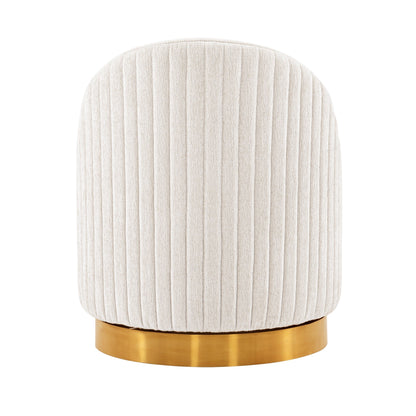 Pumpkin Swivel Chenille Accent Chair - Cream/Gold