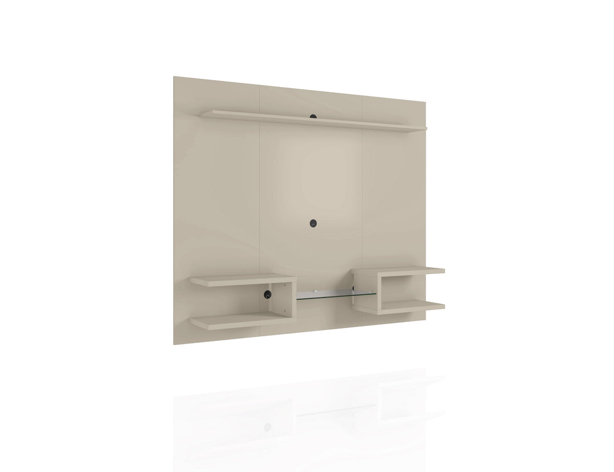 Augusta Modern Floating Shelved Entertainment Center - Beige/Cream Gloss