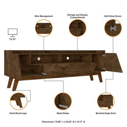 Malmo Modern 70.8" TV Stand with 2 Drawers - Rustic Brown