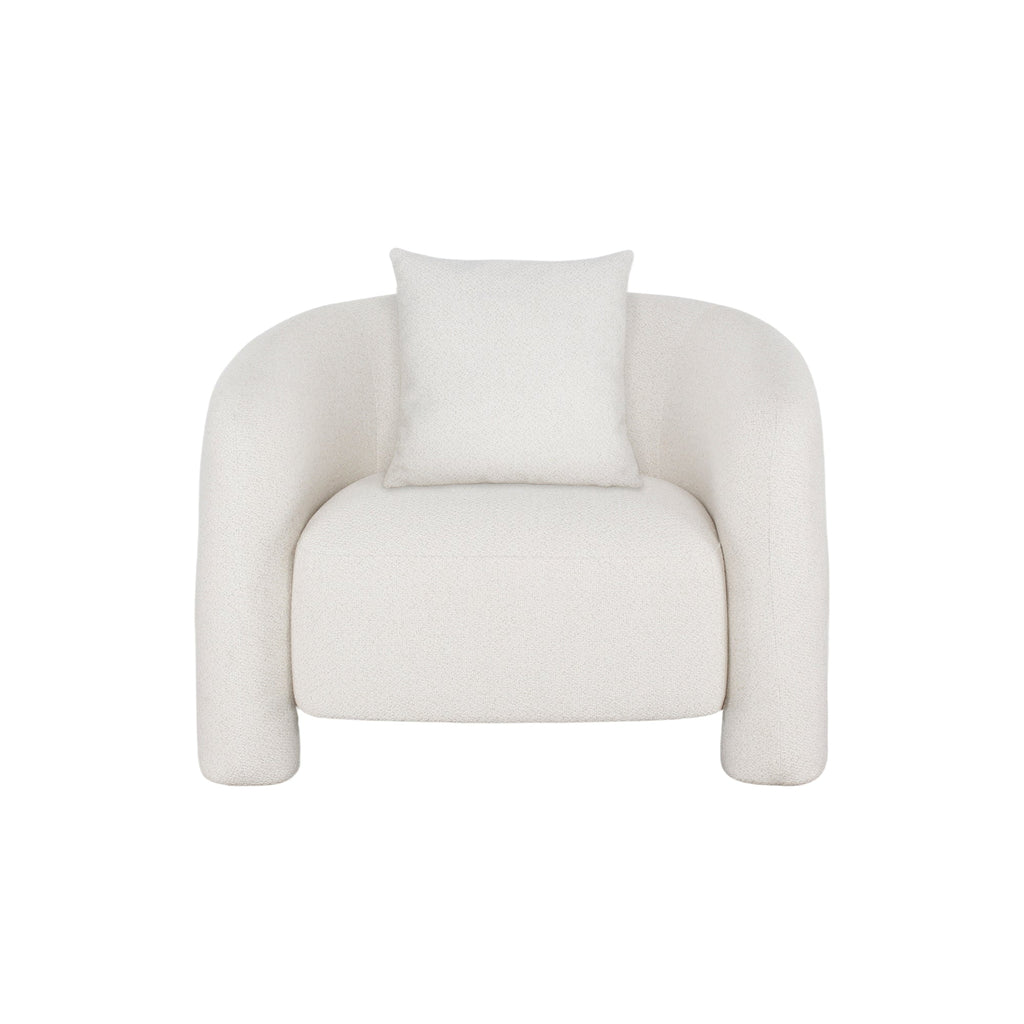 Chloe Pine Wood Tweed Accent Chair - Cream