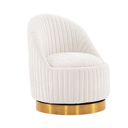 Pumpkin Swivel Chenille Accent Chair - Cream/Gold