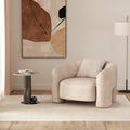 Chloe Pine Wood Tweed Accent Chair - Beige