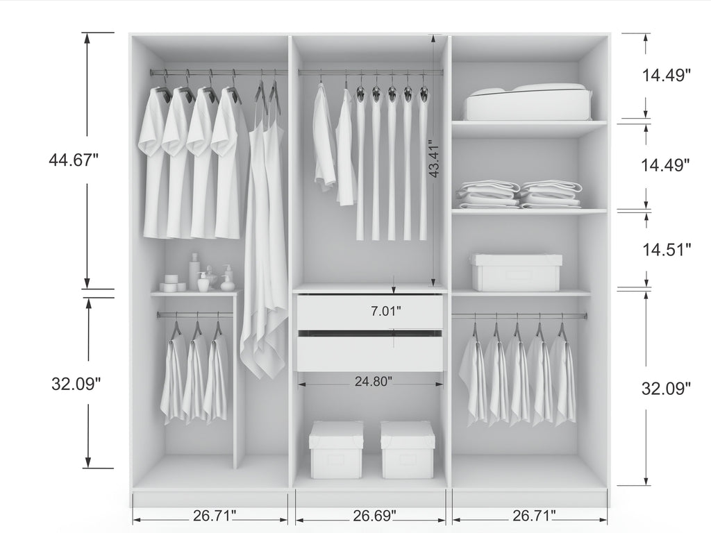 Torino Modern Freestanding Wardrobe - White