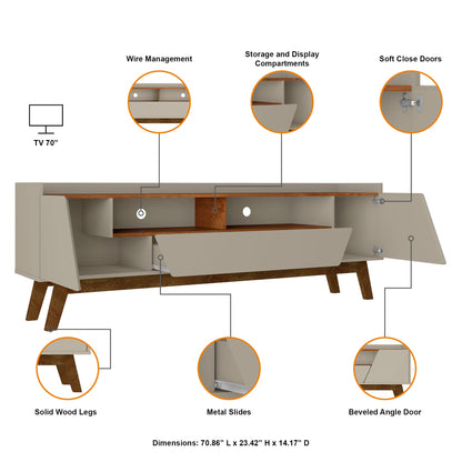 Malmo Modern 70.8" TV Stand with 2 Drawers - Beige/Brown