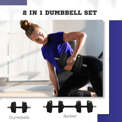 33LBS 2-in-1 Adjustable Barbell & Dumbbells Set, Weights Set with Non-slip Handles for Men and Women Home Gym Training