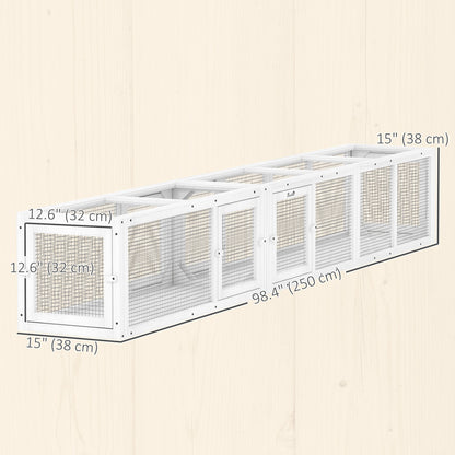 Cat Tunnel, Outdoor Cat Enclosure with Combinable Design, 8 Doors, 98" Kitty Toys for House, Window, Cage, Dark Grey