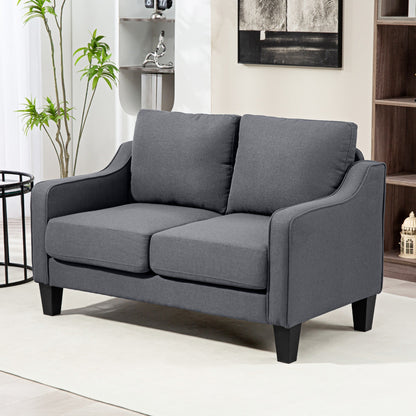 Loveseat Sofa, Modern Couch with Pocket Spring, Linen Upholstered, Thick Padded, Beige
