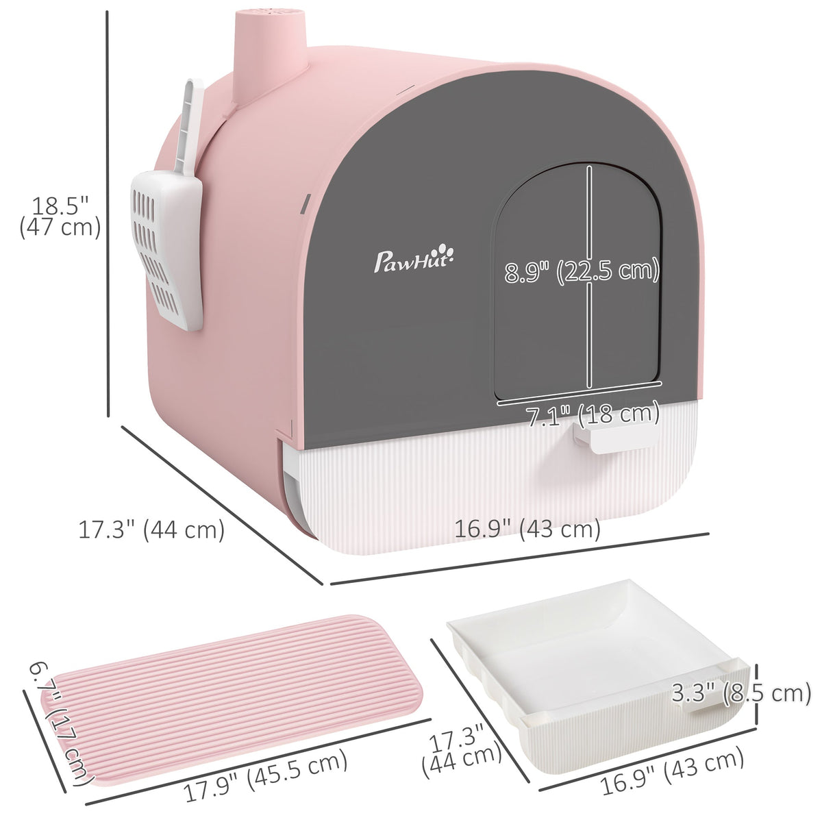 Cat Litter Box with Lid, Removable Tray, Scoop, Filter, Green