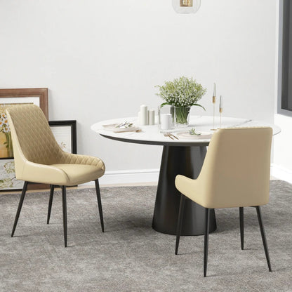Blake Modern Dining Chairs with Diamond Tufting and Steel Legs-Set of 2-Khaki