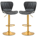 Maxi Counter Height Bar Stools Set of 2-Adjustable Height and Swivel Seat-Black/Gold