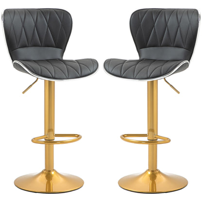 Maxi Counter Height Bar Stools Set of 2-Adjustable Height and Swivel Seat-Black/Gold