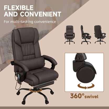 6-Point Vibration Massage Chair, Height Adjustable Reclining Computer Chair with Retractable Footrest, Black