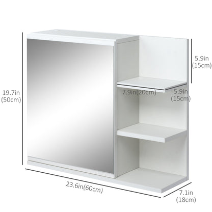 Medicine Cabinet with Mirror, Wall Mounted Bathroom Mirror Cabinet, Bathroom Wall Cabinet with 3 Open Shelves, Natural