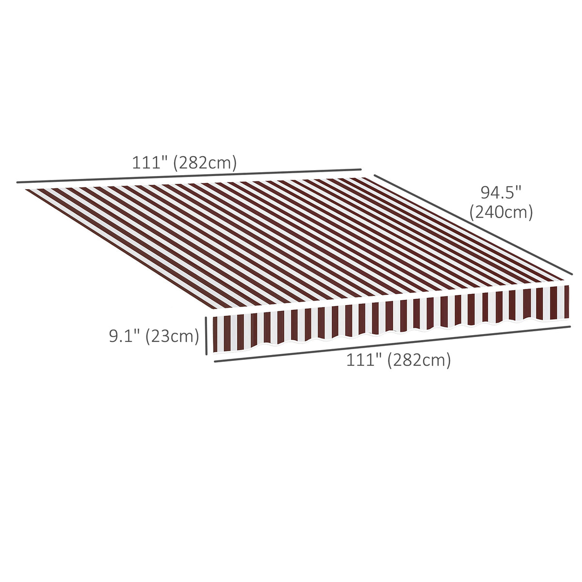 10' x 8' Retractable Awning Fabric Replacement Outdoor Sunshade Canopy Awning Cover, UV Protection, Grey