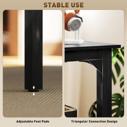 71" Computer Desk, Desktop Desk with Metal Legs, Distressed Black
