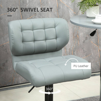 Swivel PU Leather Barstools Set of 2 Adjustable Bar Stools with Footrest Back for Kitchen Counter Dining Room Black