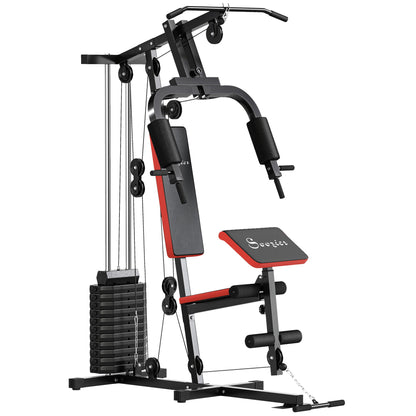 Home Gym Equipment Weight Training Machine, Multifunction Workout Machine with 143lbs Weight Stack for Full Body Workout and Strength Training, Black