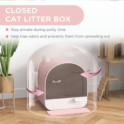 Cat Litter Box with Lid, Removable Tray, Scoop, Filter, Green