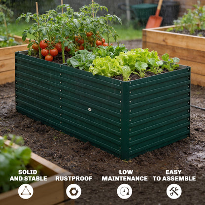 5' x 3' x 2' Raised Garden Bed, Galvanized Planter Box for Growing Flowers, Herbs and Vegetables, Black