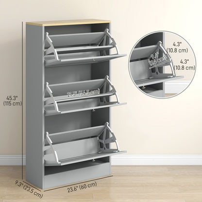 Modern Shoe Storage with 3 Flip Drawers and Adjustable Shelves, Shoe Cabinet Organizer for 12-18 Pairs of Shoes, Black