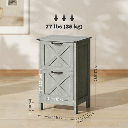 Vertical Filing Cabinet with 2 Drawers, Rustic Farmhouse Office Storage Cabinet for A4, Letter Size, Distressed Black