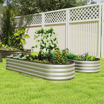 2Pcs Galvanized Raised Garden Bed, 4 x 3 x 1 ft Modular Metal Garden Beds with Rubber Strip Edging, Silver