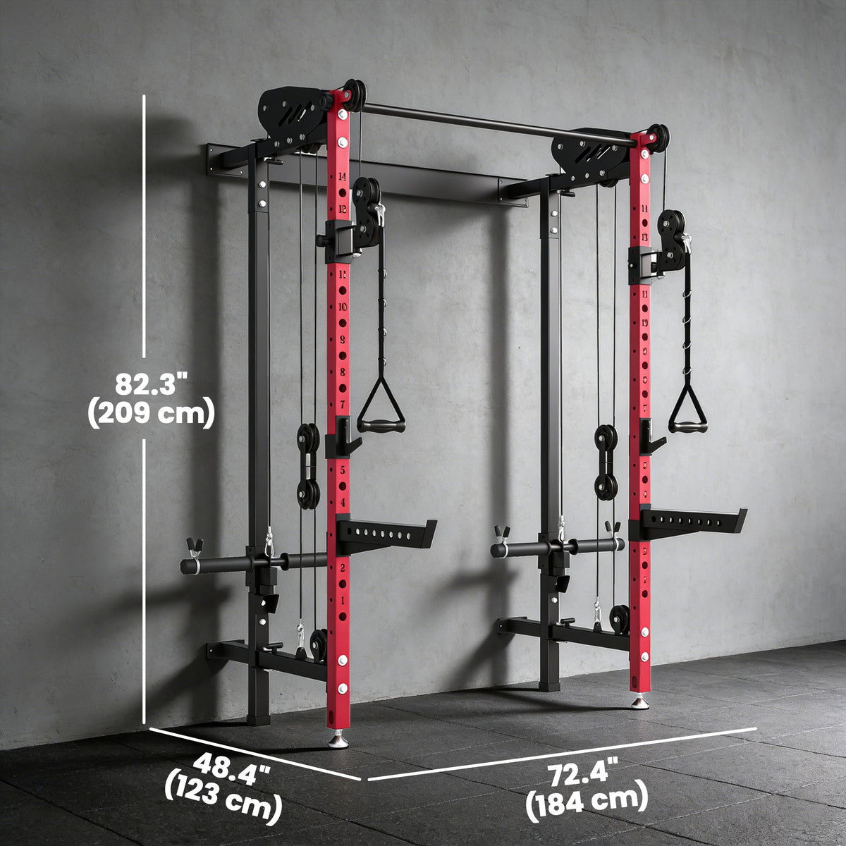 Foldable Power Cage, Space-Saving Power Rack with Pull-Up Bar, Cable Pulley System, 1540 lbs Capacity
