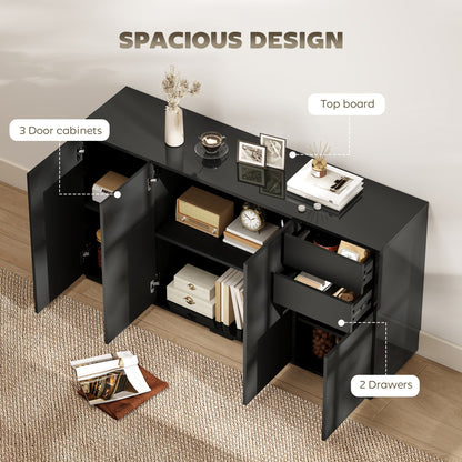 Kitchen Sideboard Storage Cabinet, Modern Coffee Bar with Push-Open Design and 2 Drawers for Living Room, White