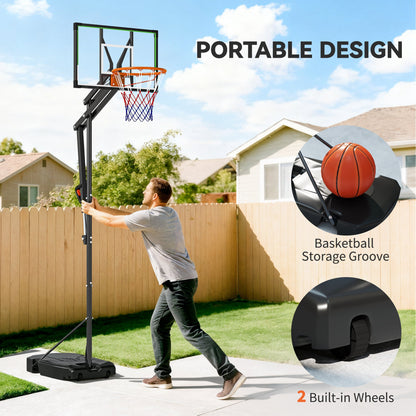 4.1-8.5ft Adjustable Basketball Hoop with 33" Shatterproof Board, 18" Rim, Wheels and Fillable Base, for Teens Adults