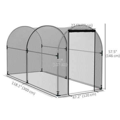 4.9' x 3.9' Crop Cage with Zipper Roll-Up Door, Mesh Plant Protection Tent from Animals with Galvanised Steel Frame