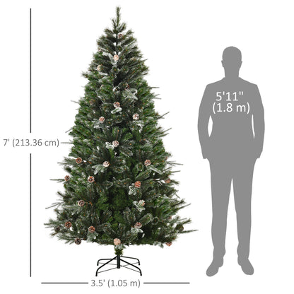 6FT Artificial Christmas Snow Pine Tree Holiday Home Xmas Decoration with Automatic Open, Pinecone, Green