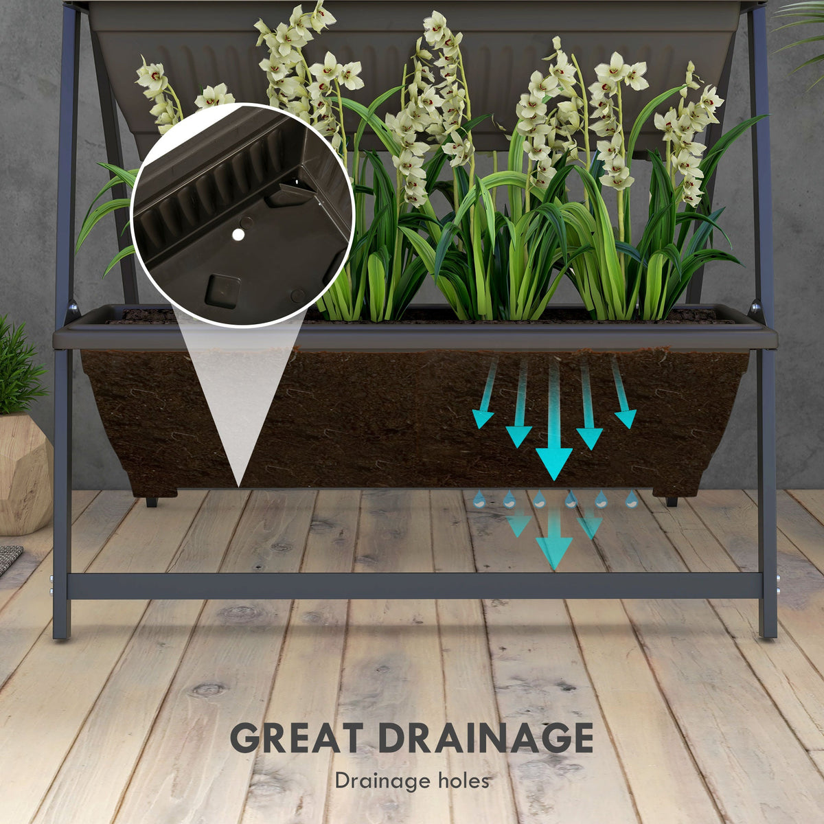 5-Tier Vertical Raised Garden Planter with 5 Boxes, Wheels, Outdoor Plant Stand for Vegetable Flowers, Brown