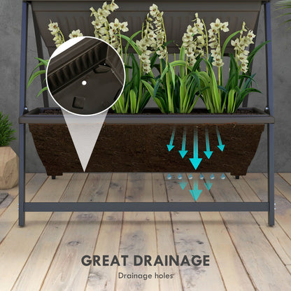 5-Tier Vertical Raised Garden Planter with 5 Boxes, Wheels, Outdoor Plant Stand for Vegetable Flowers, Brown