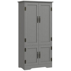48" 4-Door Storage Cabinet Multi-Storey Large Space Pantry with Adjustable Shelves Black