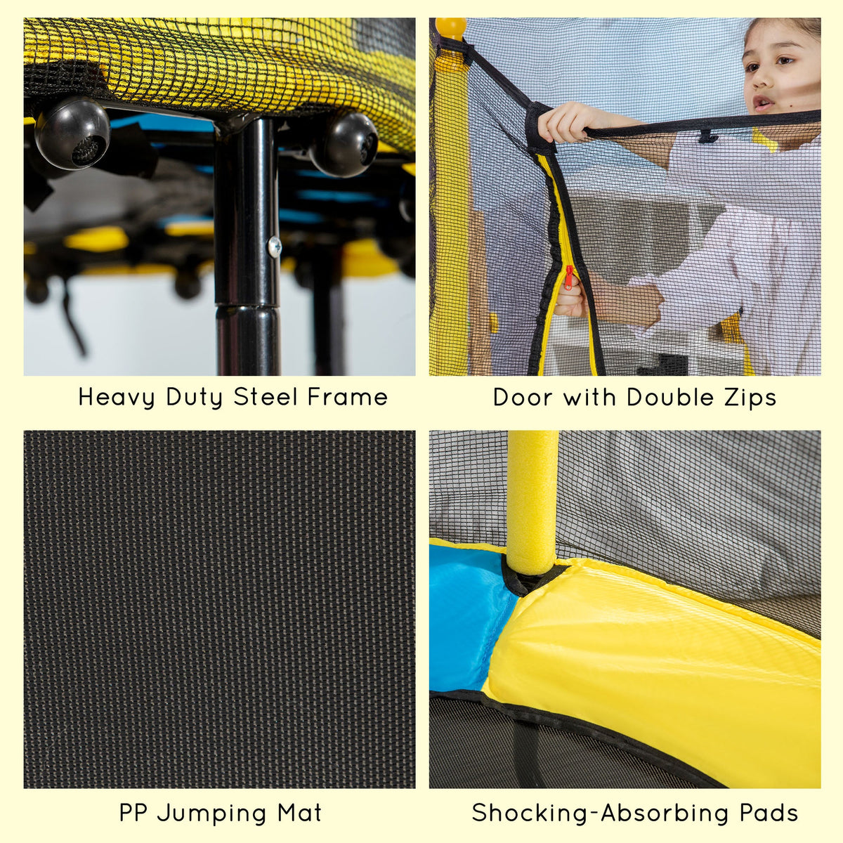 4.6FT Trampoline for Kids with Enclosure Net for Ages 3-6, Indoor Outdoor Use, Black