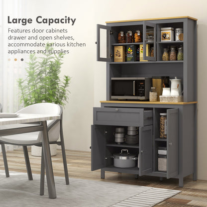 5-Door Kitchen Pantry Cabinet, Freestanding Storage Cabinet Cupboard with Adjustable Shelves, 71"