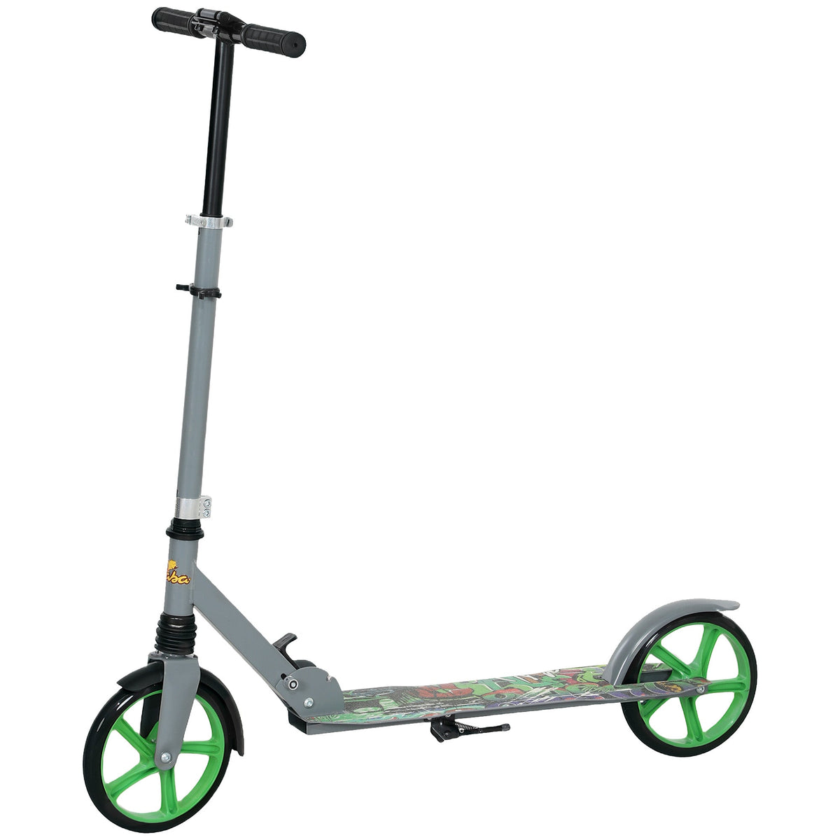 Kick Scooter for Kids Ages 6-12 with Adjustable Height, Rear-Fender Brake, 200mm Big Wheel, Foldable Design, Green