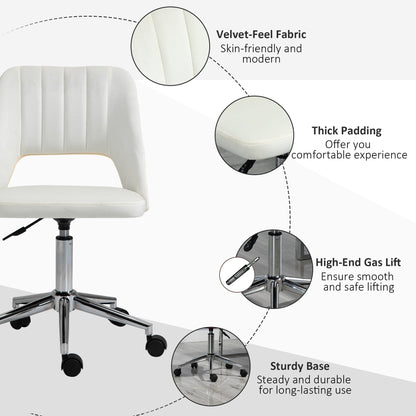 Mid Back Office Chair Velvet Fabric Swivel Scallop Shape Computer Desk Chair, Green