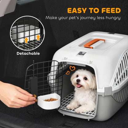 Airline Approved Pet Carrier for Mini Dogs and Cats with Steel Wire Door, Water Bowl, for Car, Airplane, Outdoor