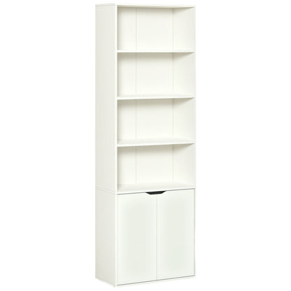 4-Tier Open Bookshelf with Doors Modern Home Office Bookcase Storage Cabinet for Living Room Bathroom Study, Oak
